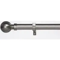 120-220cm Extendable Curtain Pole with Ball Finials - Silver, Metal