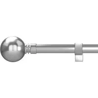 120-220cm Extendable Curtain Pole with Ball Finials - Silver, Metal