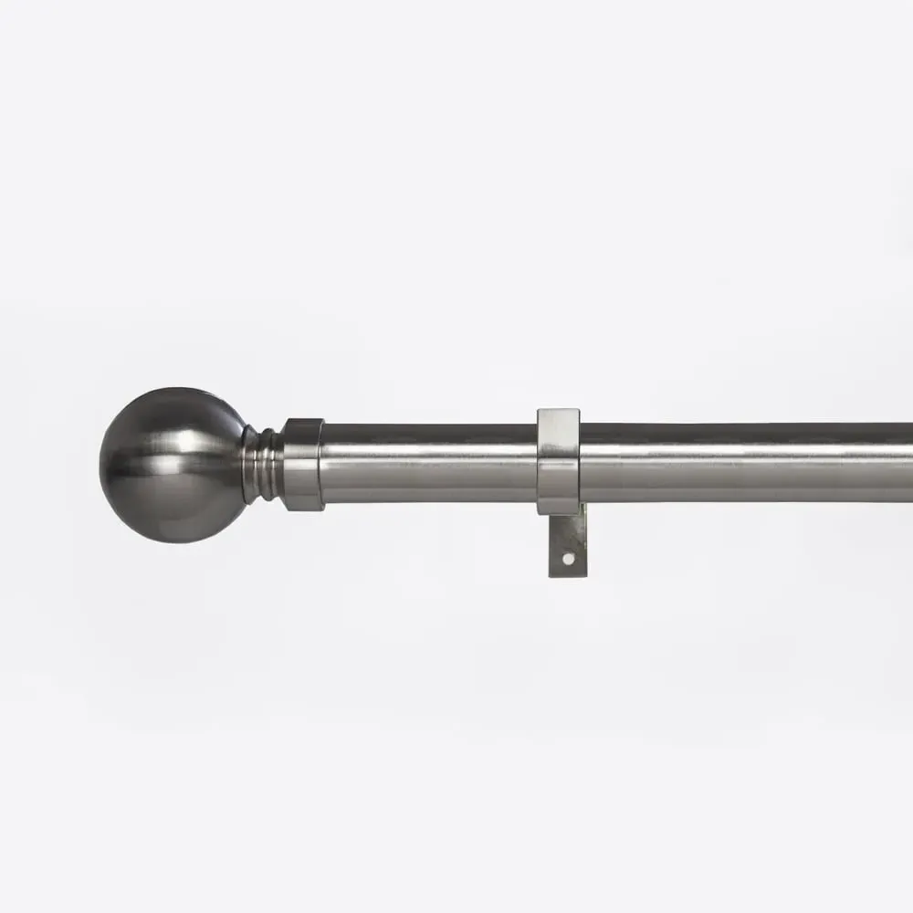 120-220cm Extendable Curtain Pole with Ball Finials - Silver, Metal