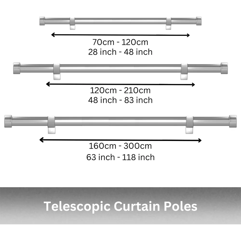 120-220cm Extendable Curtain Pole with Ball Finials - White, Metal