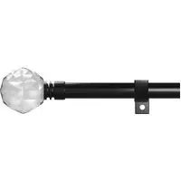 120-220cm Extendable Eyelet Curtain Pole - Black, Metal