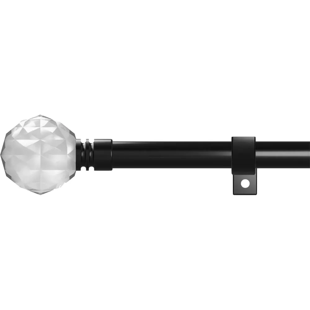 120-220cm Extendable Eyelet Curtain Pole - Black, Metal