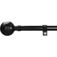 210-400cm Extendable Curtain Pole with Ball Finials - Black, Metal