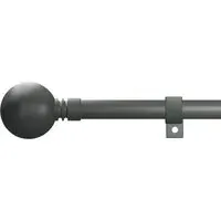 210-400cm Extendable Curtain Pole with Ball Finials - Grey, Metal
