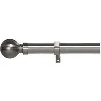210-400cm Extendable Curtain Pole with Ball Finials - Silver, Metal