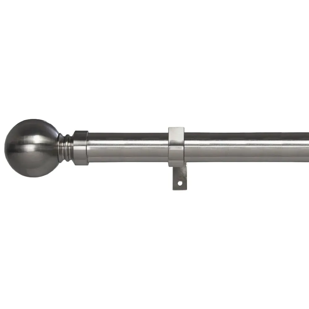 210-400cm Extendable Curtain Pole with Ball Finials - Silver, Metal