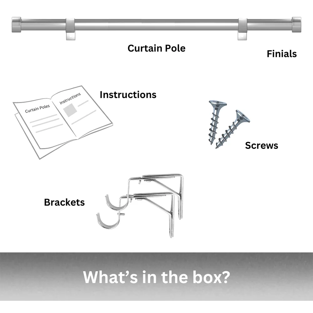 210-400cm Extendable Curtain Pole with Ball Finials - White, Metal