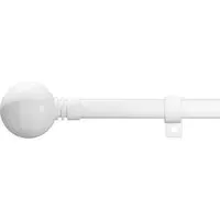 210-400cm Extendable Curtain Pole with Ball Finials - White, Metal
