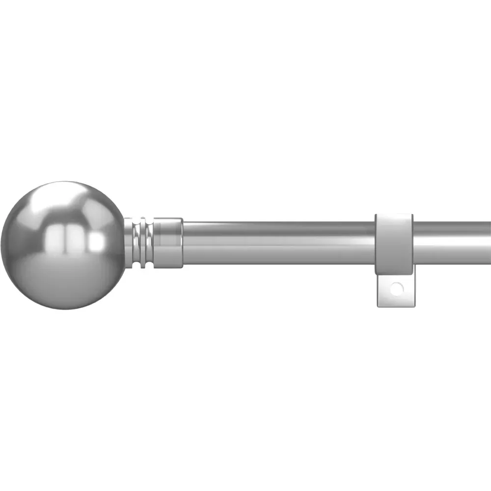 70-120cm Extendable Curtain Pole with Ball Finials - Silver, Metal