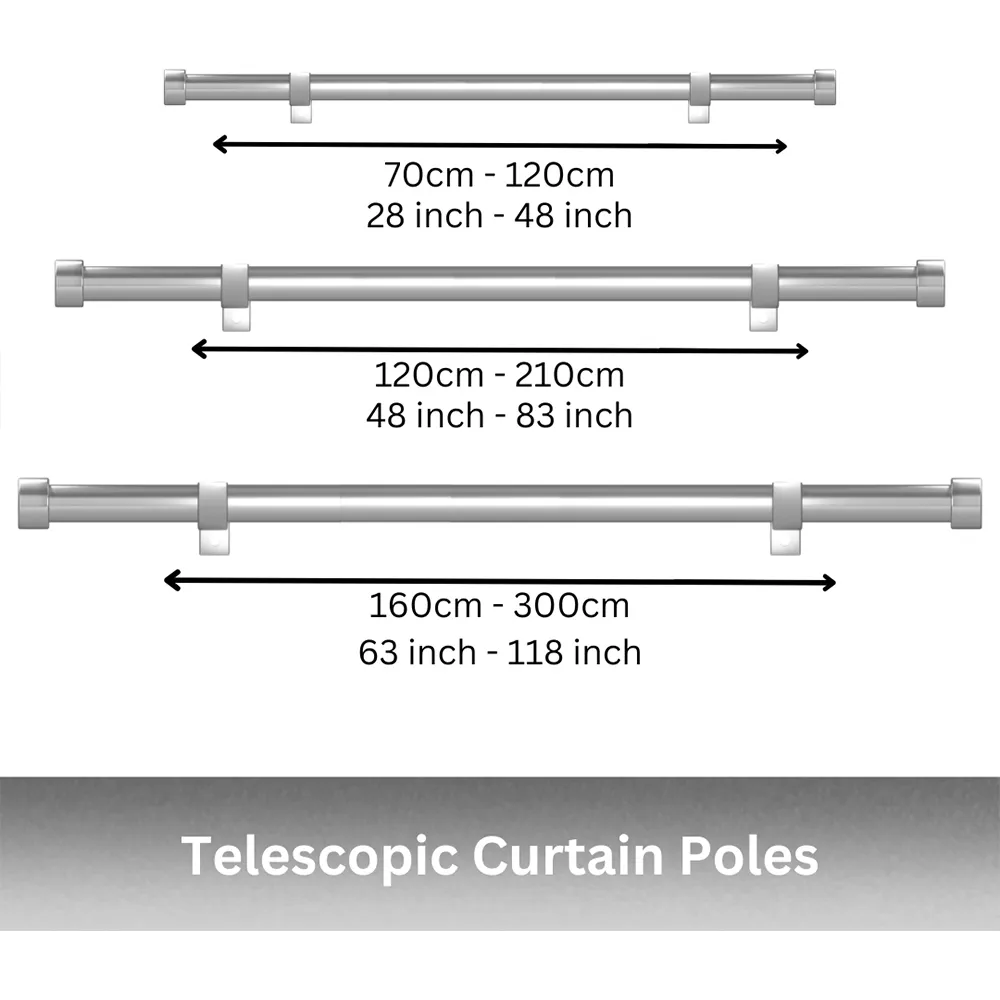 70-120cm Extendable Eyelet Curtain Pole - Black, Metal