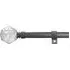 Extendable Metal Eyelet Curtain Pole with Crystal Finials - Grey