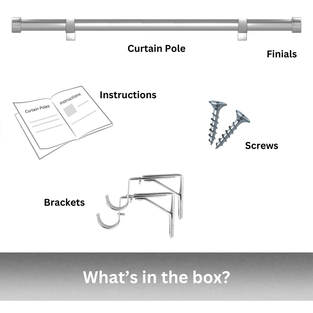 Extendable Metal Eyelet Curtain Pole with Crystal Finials - Grey