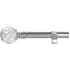 Extendable Metal Eyelet Curtain Pole with Crystal Finials - Silver