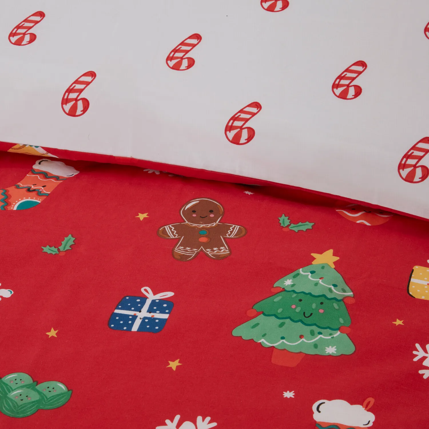 Christmas Friends Single Duvet Set - Red and White