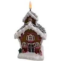 Gingerbread House LED Candle - Brown and White