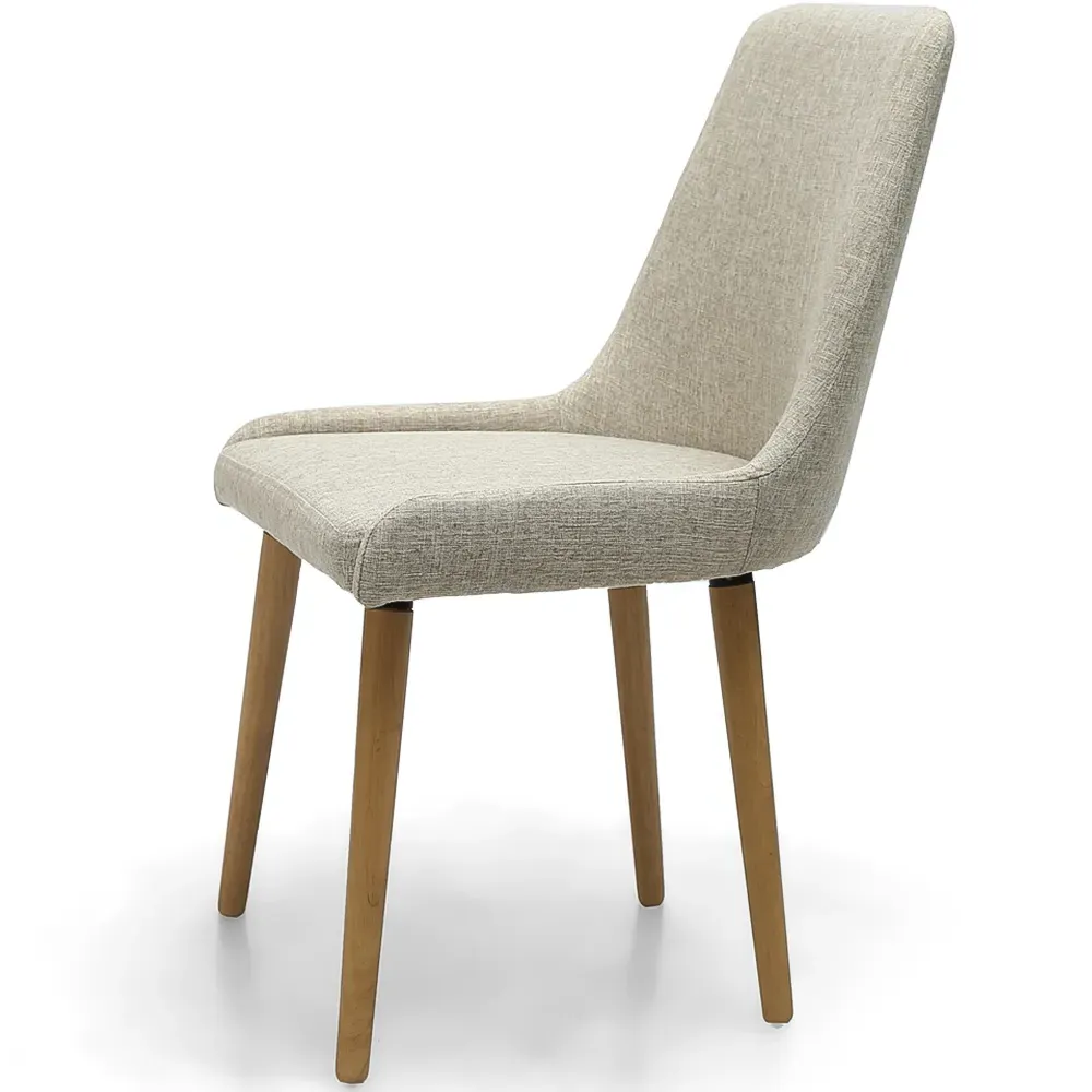 Set of 2 Dining Chairs - Brown, Flax Effect