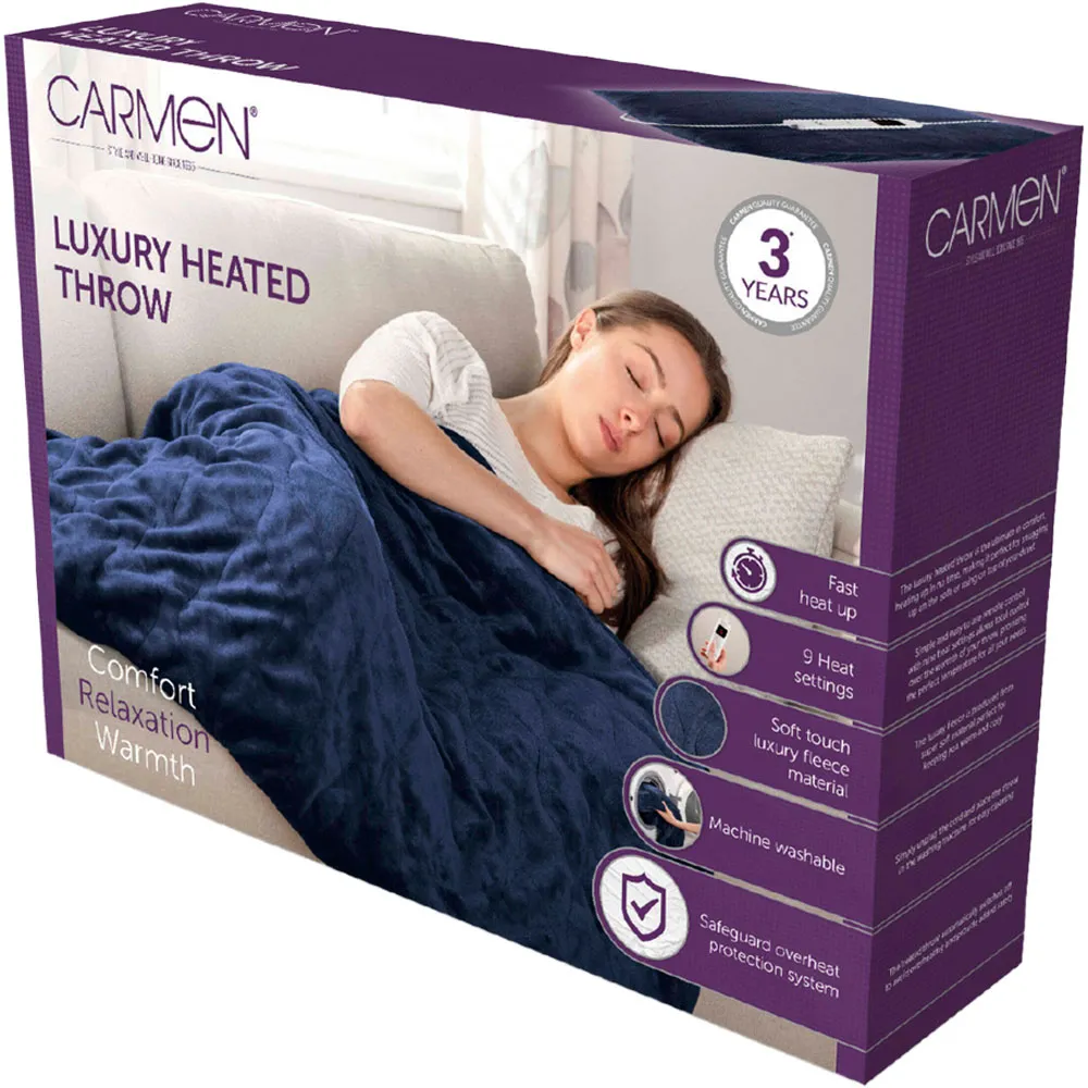 Electric Heated Throw Blanket - Blue, Fleece