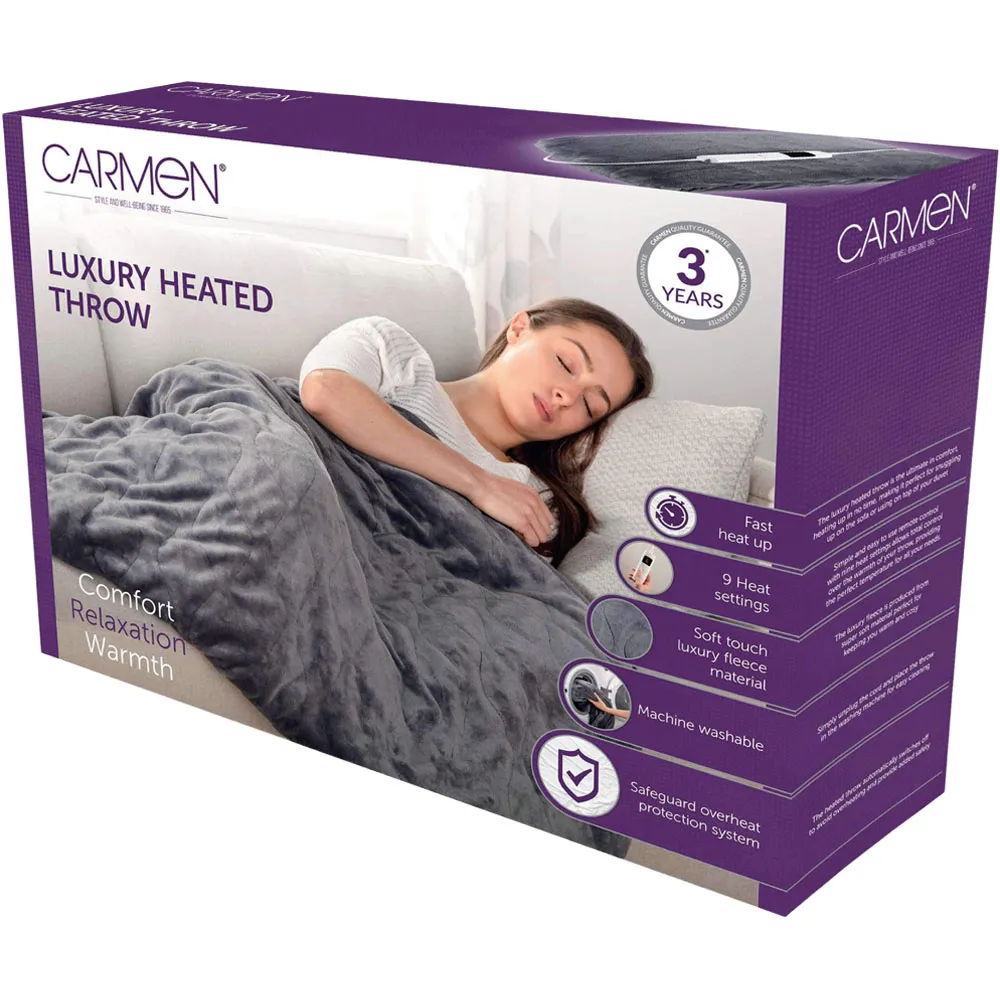 Electric Heated Throw Blanket - Grey, Fleece