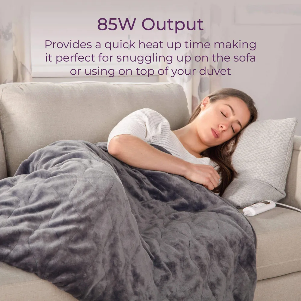 Electric Heated Throw Blanket - Grey, Fleece