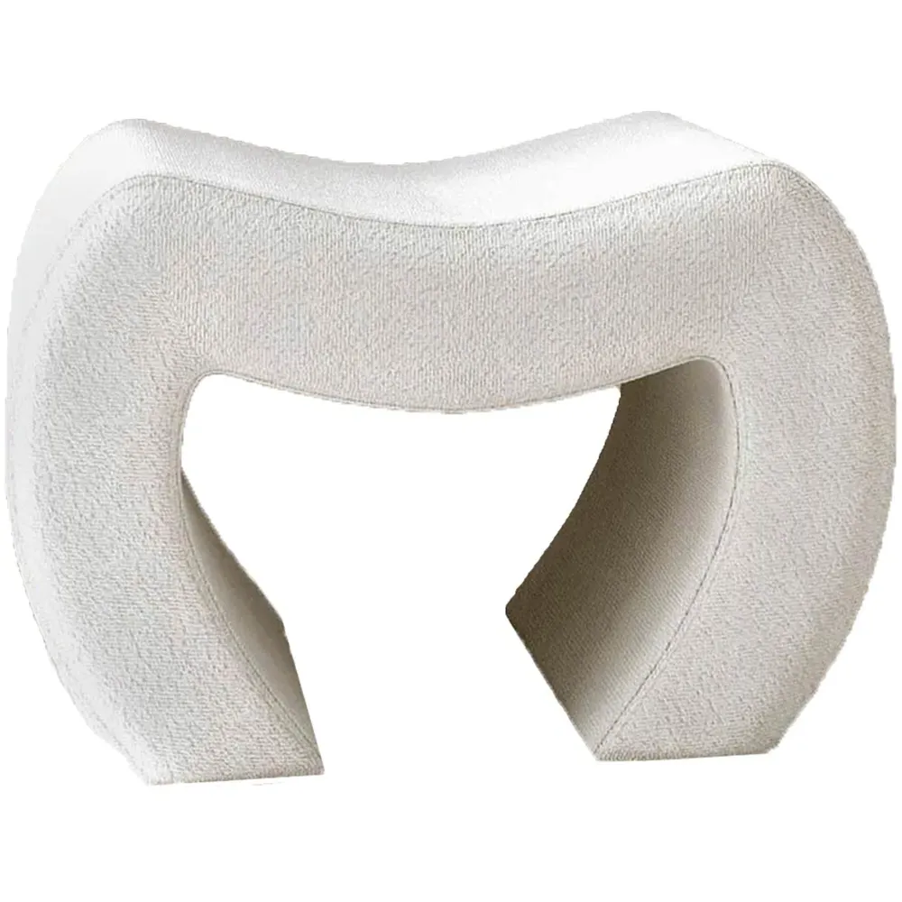 CARME Home Bouclé Stool - White