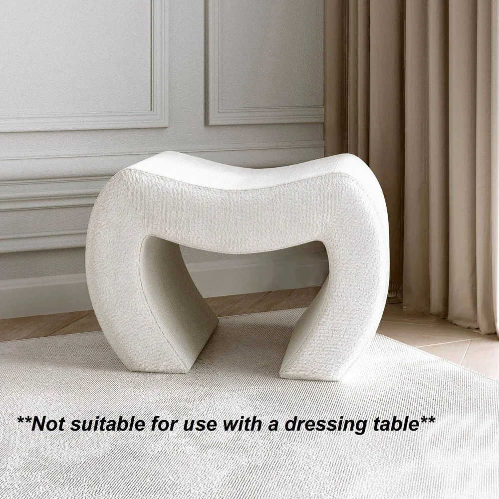 CARME Home Bouclé Stool - White