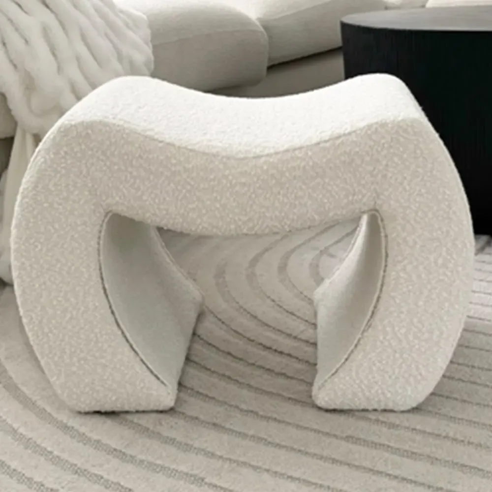 CARME Home Bouclé Stool - White image