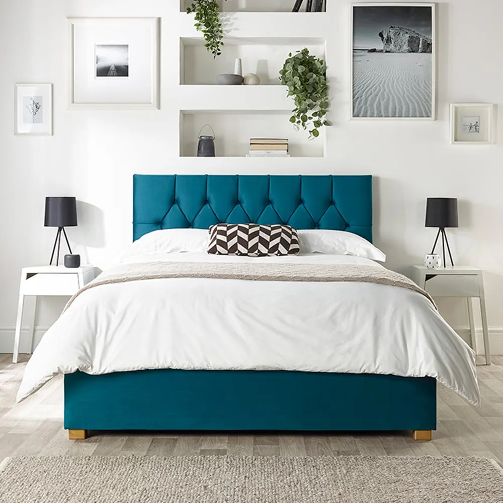 Boutique Single Ottoman Bed with Storage - Green, Velvet image