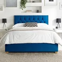 Boutique Single Ottoman Bed with Storage - Navy, Velvet