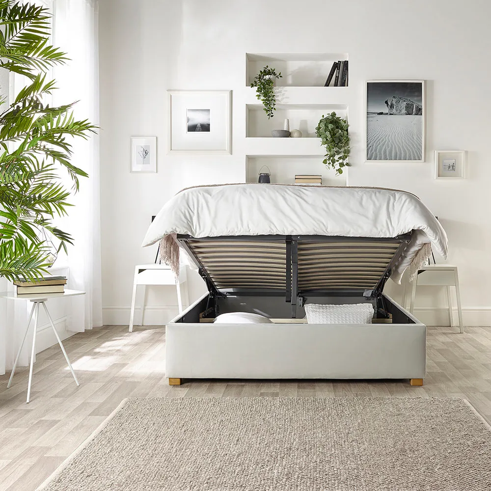 Boutique Super King Size Ottoman Bed with Storage - Silver, Velvet