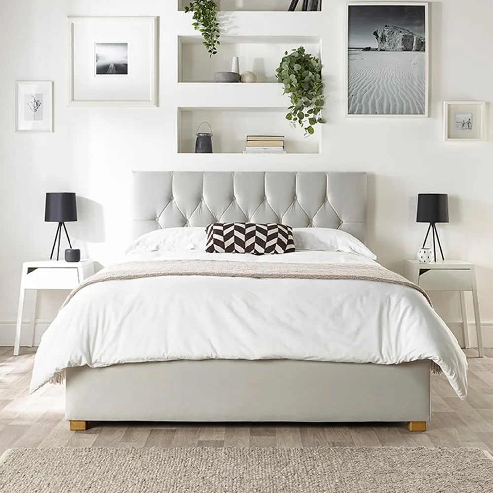 Boutique Super King Size Ottoman Bed with Storage - Silver, Velvet