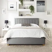 Opulence Single Ottoman Bed with Storage - Grey, Twill