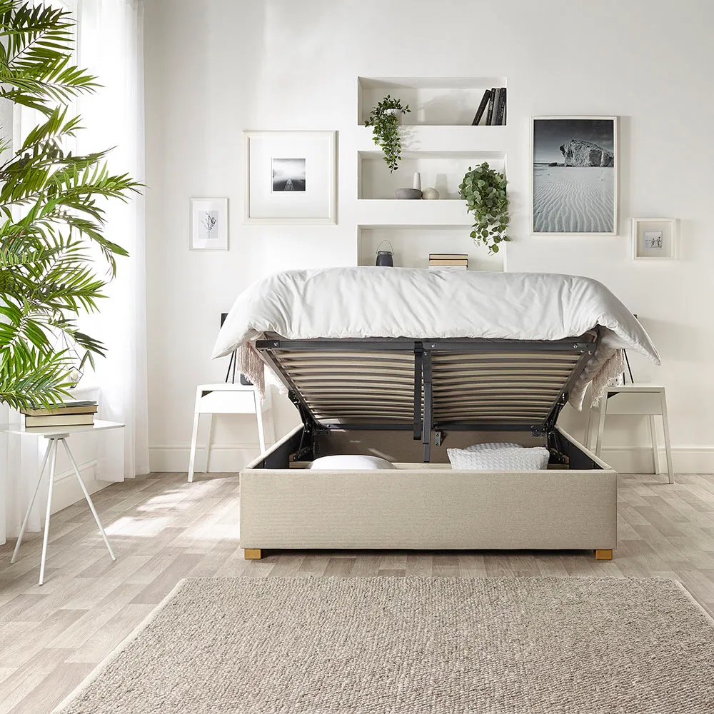 Opulence Super King Ottoman Bed with Storage - Natural, Twill