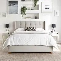 Utopia Double Ottoman Wing Bed with Storage - Silver, Velvet