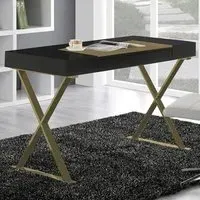 Adonis Single Drawer Computer Desk with Leather Pad - Black