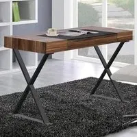 Adonis Single Drawer Computer Desk with Leather Pad - Walnut