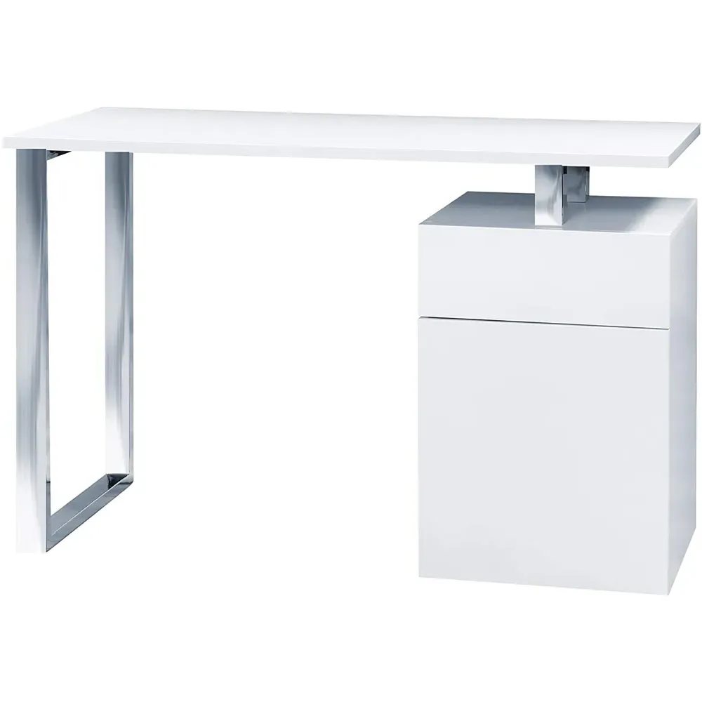 Calista Computer Desk with Drawer - White, Steel