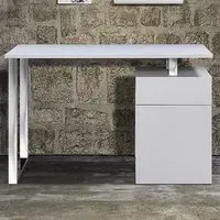 Calista Computer Desk with Drawer - White, Steel
