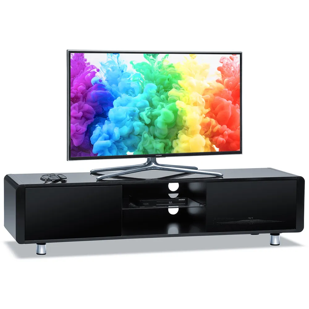 Capri 2 Door TV Unit with Storage - Black, Glass