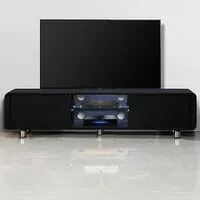 Capri 2 Door TV Unit with Storage - Black, Glass