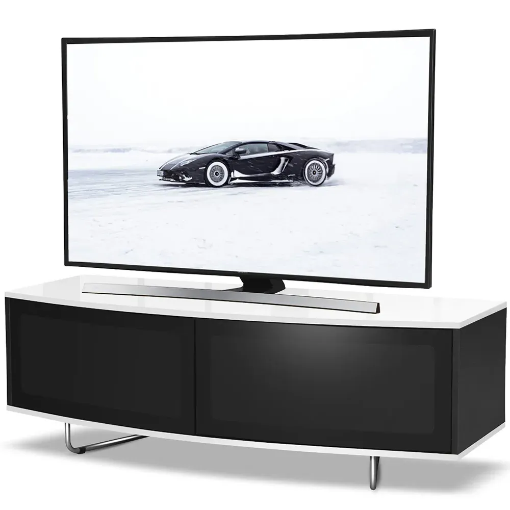 Caru D-Shaped 2 Door TV Unit - Black, White