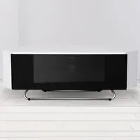 Hampshire Single Door TV Cabinet with 4 Shelves - White, Glass