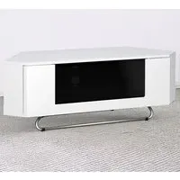 Hampshire Single Door TV Cabinet with 4 Shelves - White, Glass