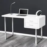 Harmonia 2 Drawer Computer Desk - White, Chrome