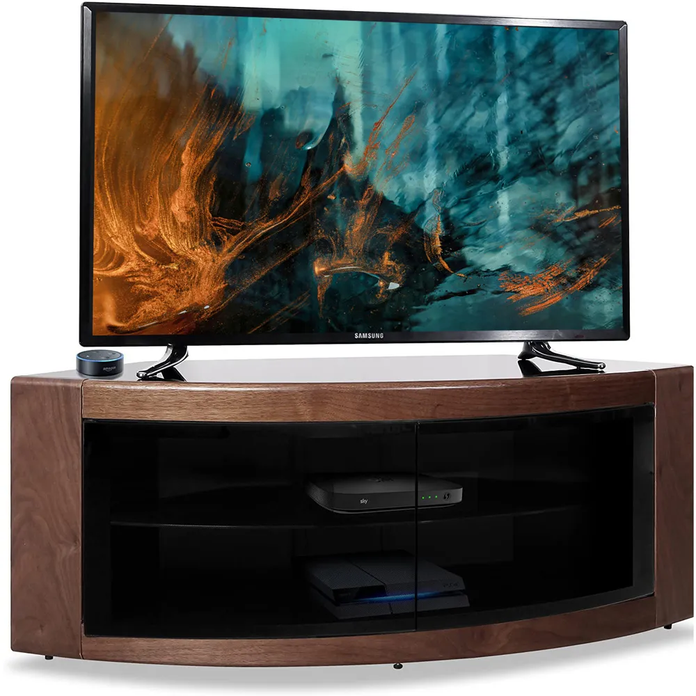 Pangea Corner TV Cabinet with Storage - Black Walnut