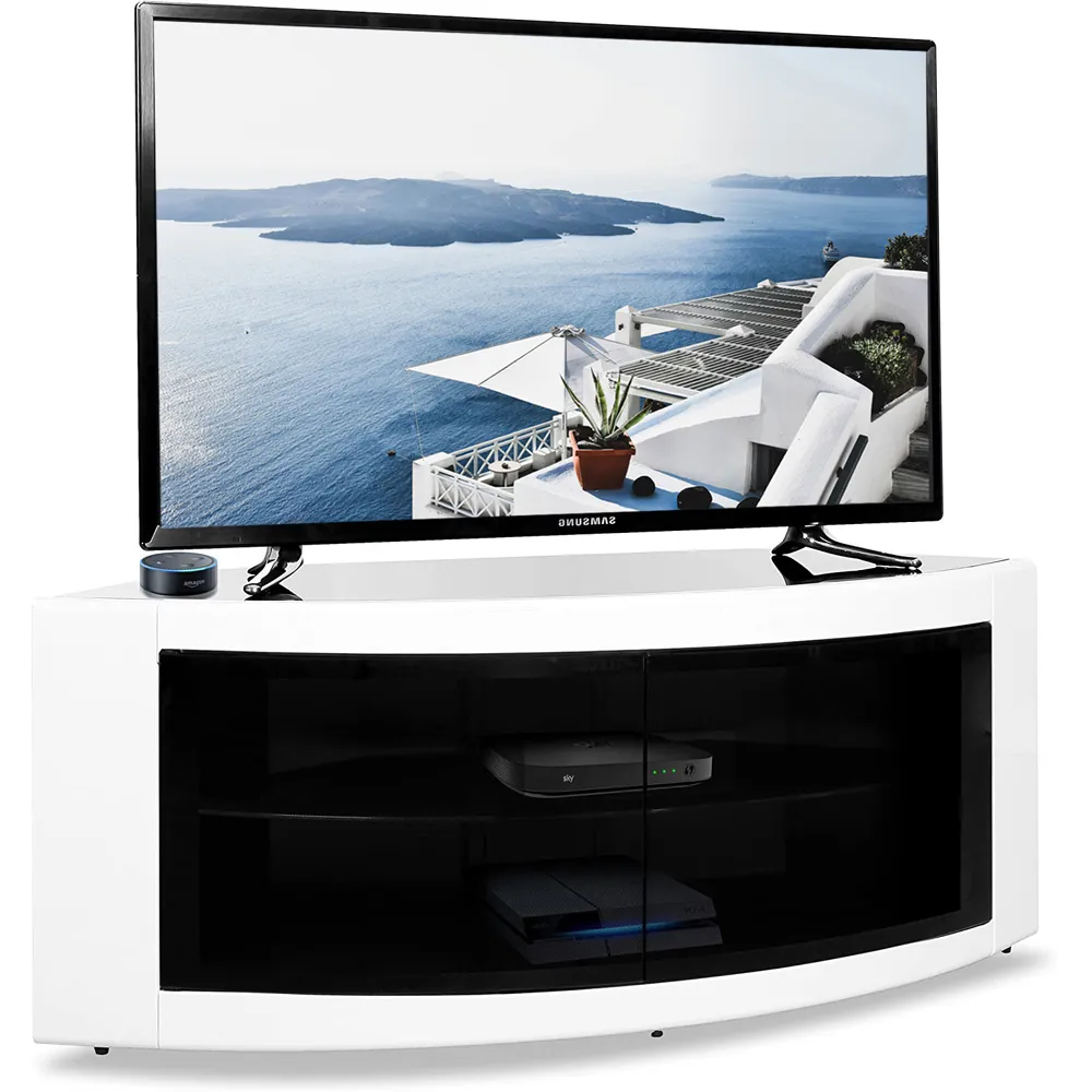 Pangea Corner TV Cabinet with Storage - Black, White