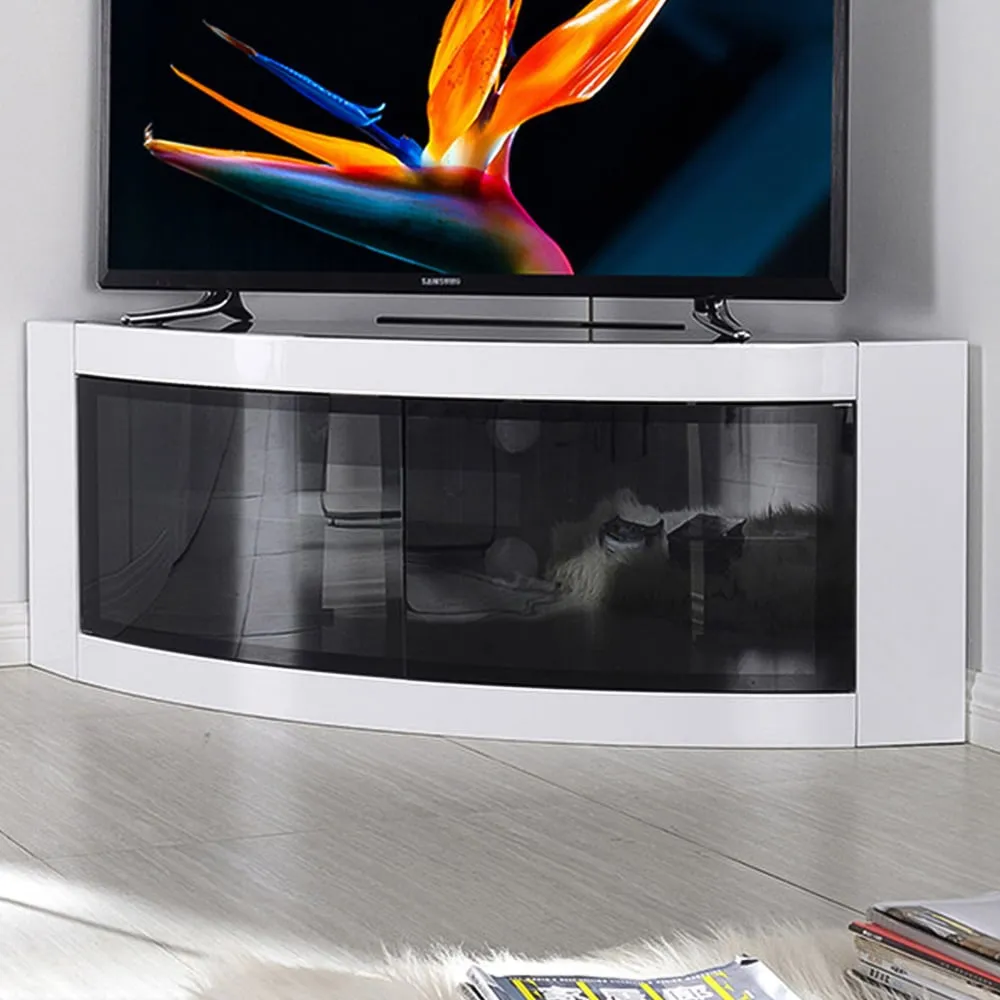 Pangea Corner TV Cabinet with Storage - Black, White