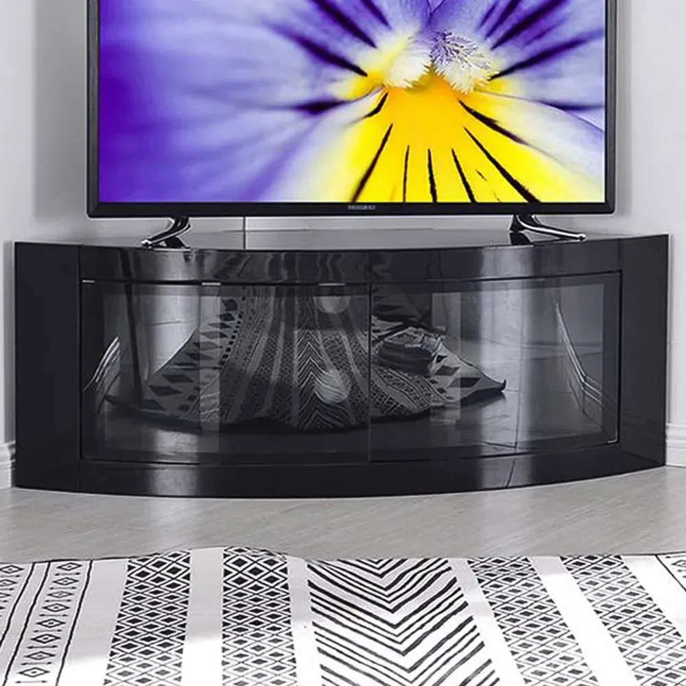 Pangea Corner TV Cabinet with Storage - Black image