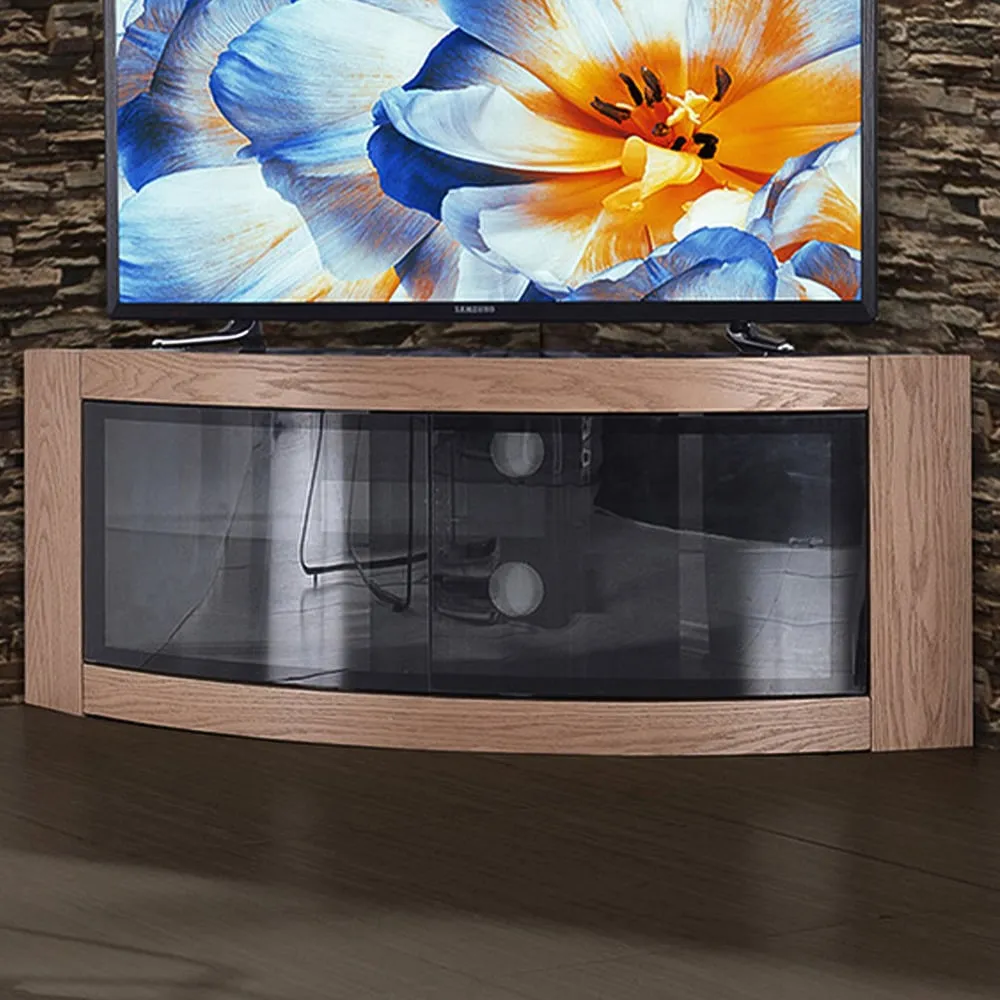 Pangea Corner TV Cabinet with Storage - Oak