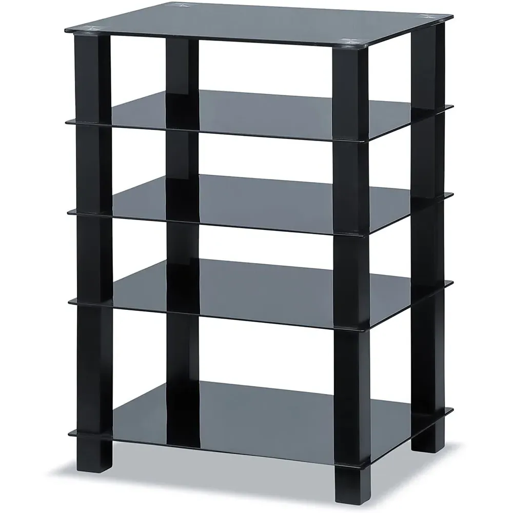 Trinity 5 Shelf TV Unit - Black, Glass