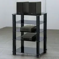 Trinity 5 Shelf TV Unit - Black, Glass